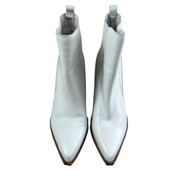 Marc Fisher Women's Matter Block Heel Booties Sz 7.5 M White Leather Pointy Toe - Picture 5 of 10